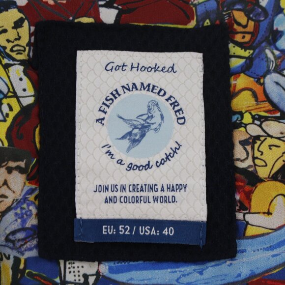 A Fish Named Fred Vest Men's 40 Got Hooked V Neck Button Up Waistcoat gilet blue - Picture 2 of 14